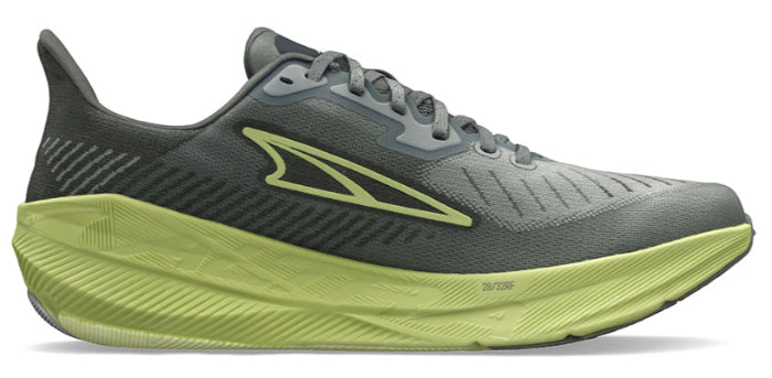 Altra men's Experience Flow Grey/ Green. Side view