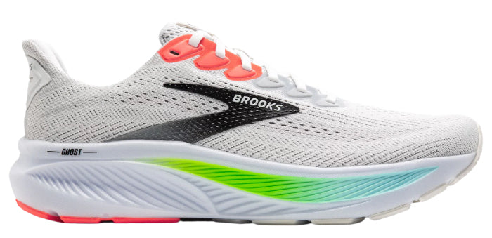 Brooks Men’s Ghost 17 white/Pink Clay/ Gecko