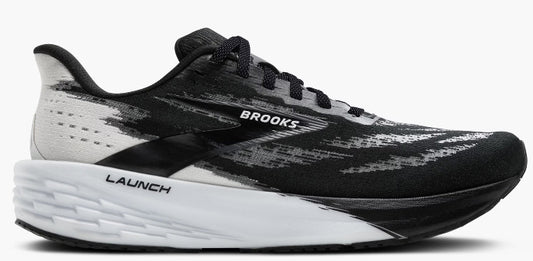 Brooks Men’s Launch 11 black/ white colourway. Side view