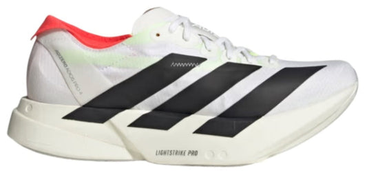 Adidas Adizero Pro 4 White/ Black and Red. Sided view.