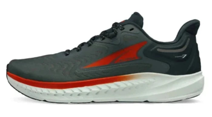 Altra men’s Torin 7 in dark gray colourway, side view.