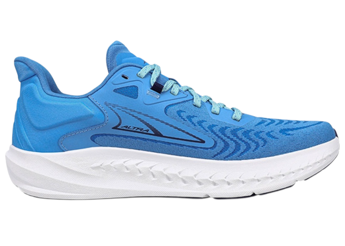 Altra Wimen’s Timp 5 in blue colourway, side view. 